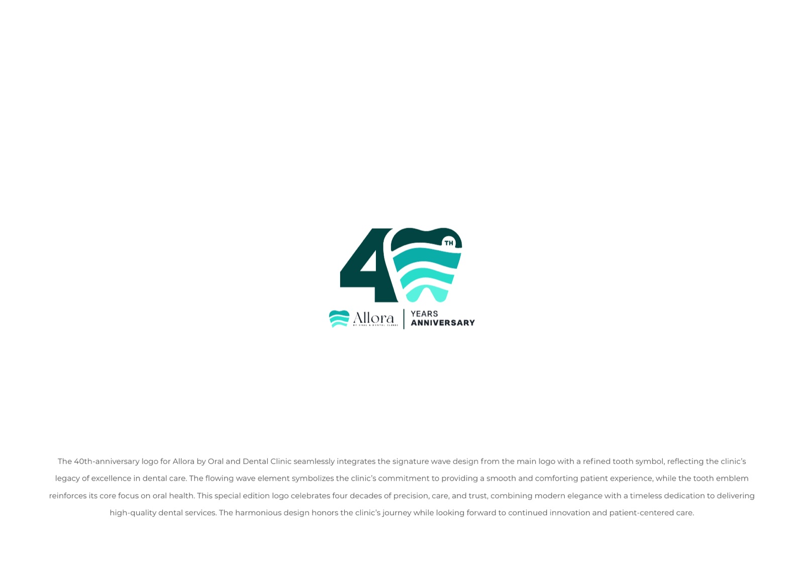 The Allora 40-year anniversary logo, a tooth and wave built into a numeral 40