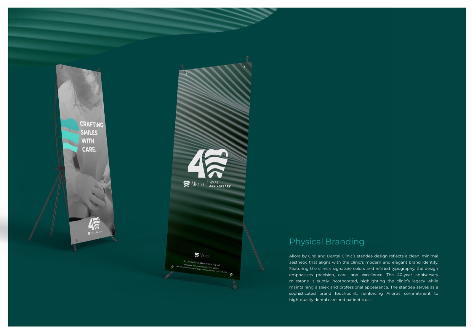 An Allora roll-up standee banner for the clinic floor