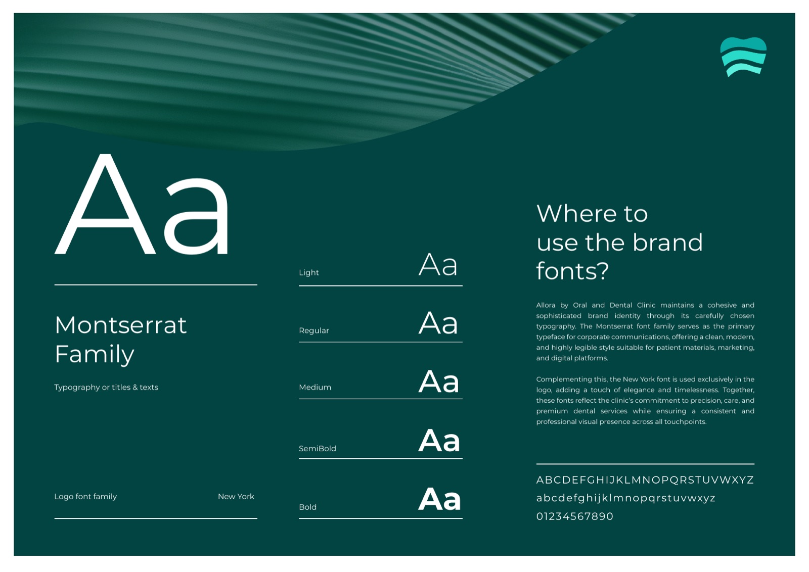 Allora typography page showing the Montserrat family
