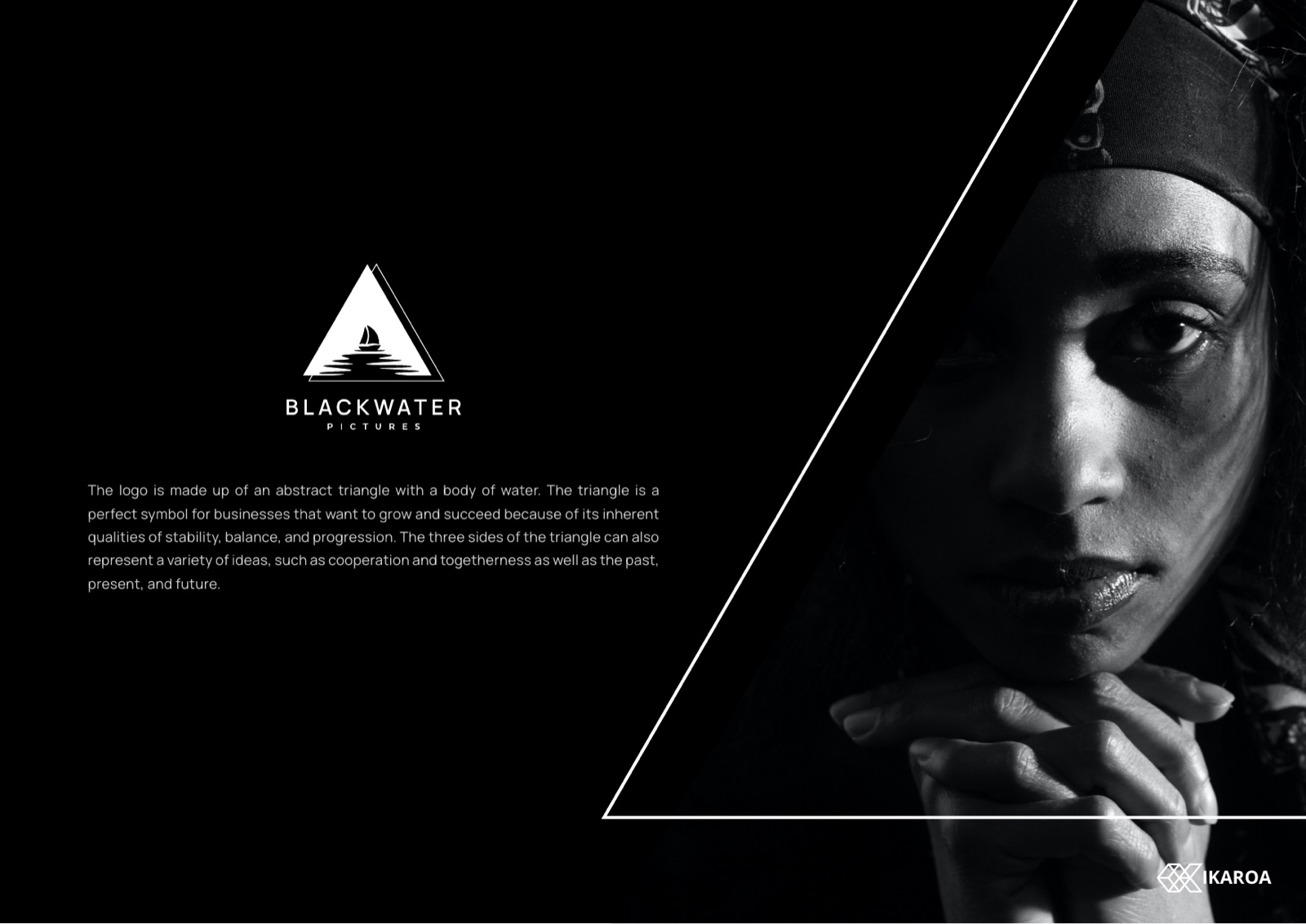 The BlackWater Pictures logo, an abstract triangle with still water and a small sail