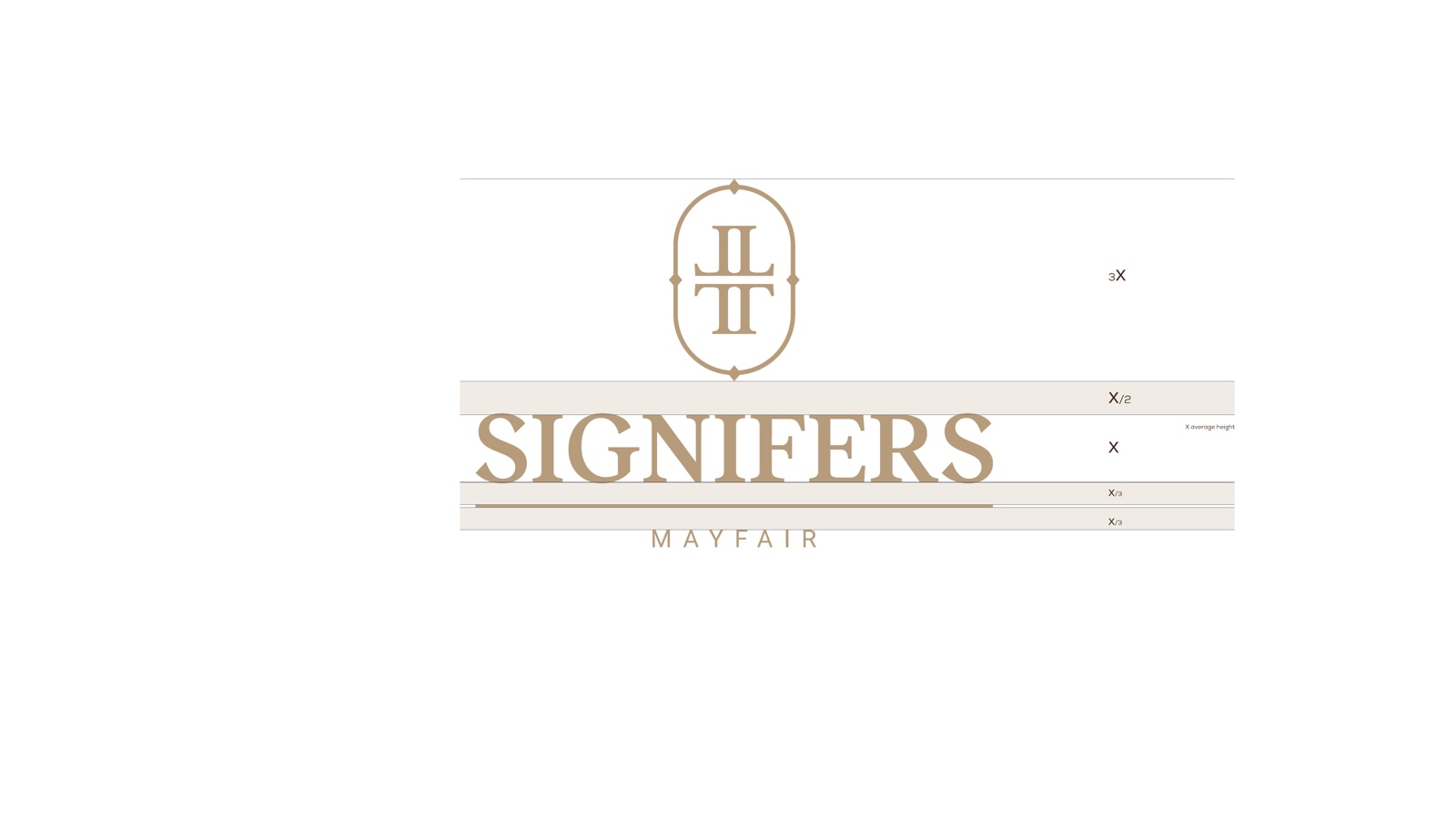 Signifers monogram construction and clearspace, built on an X-height grid