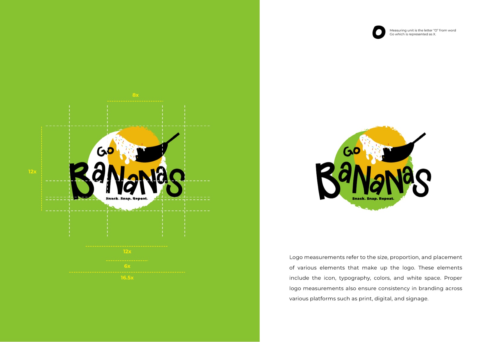 Go Bananas logo construction and clear space