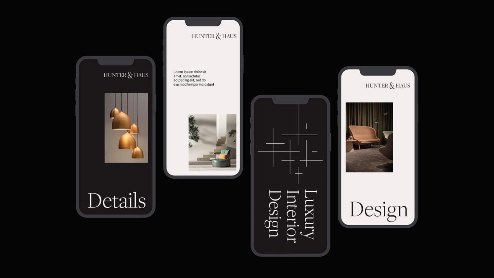 Hunter & Haus Mobile app screens