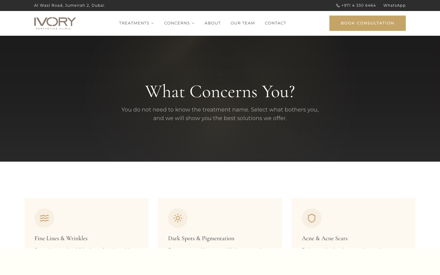Ivory Aesthetics concerns page