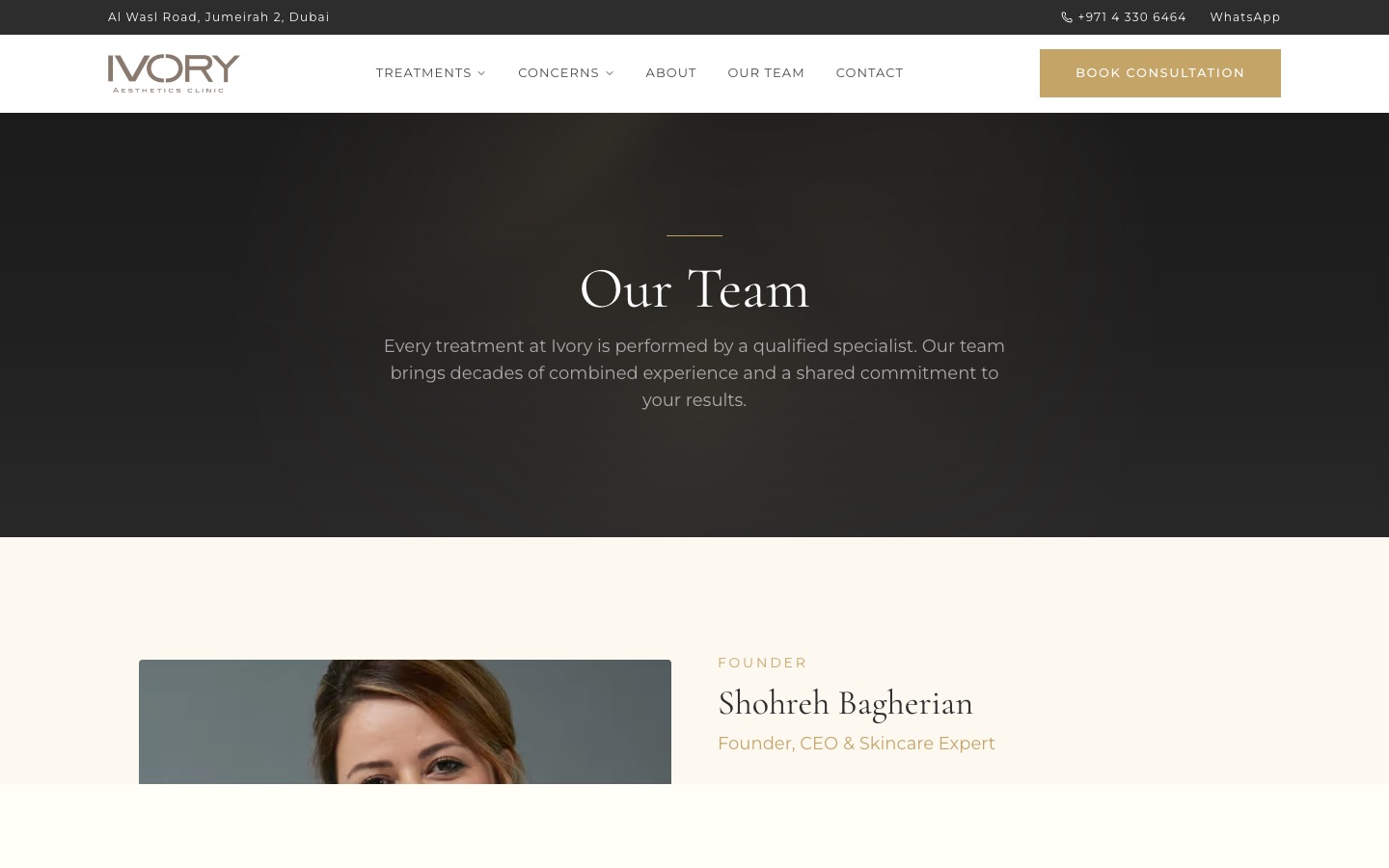 Ivory Aesthetics team page