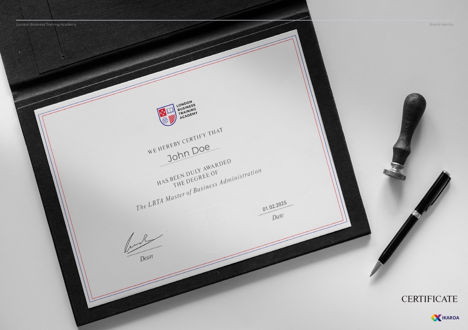 London Business Training Academy Course certificate