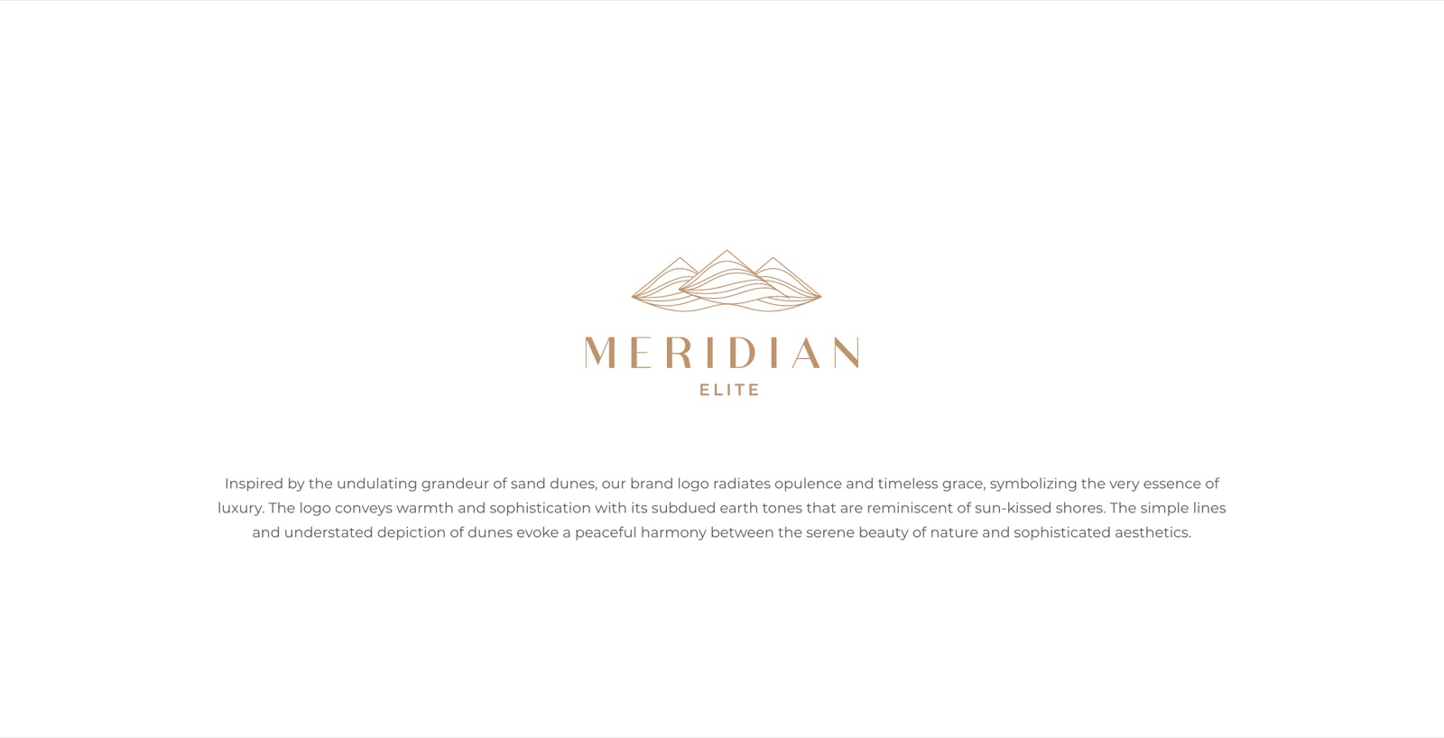 The Meridian Elite logo, a line-drawn dune mark above the wordmark, with the brand rationale