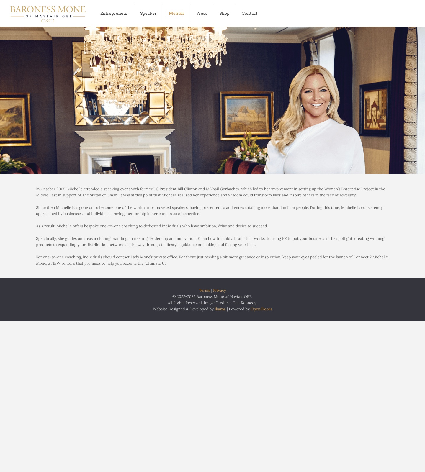 The Mentor page on the Michelle Mone website