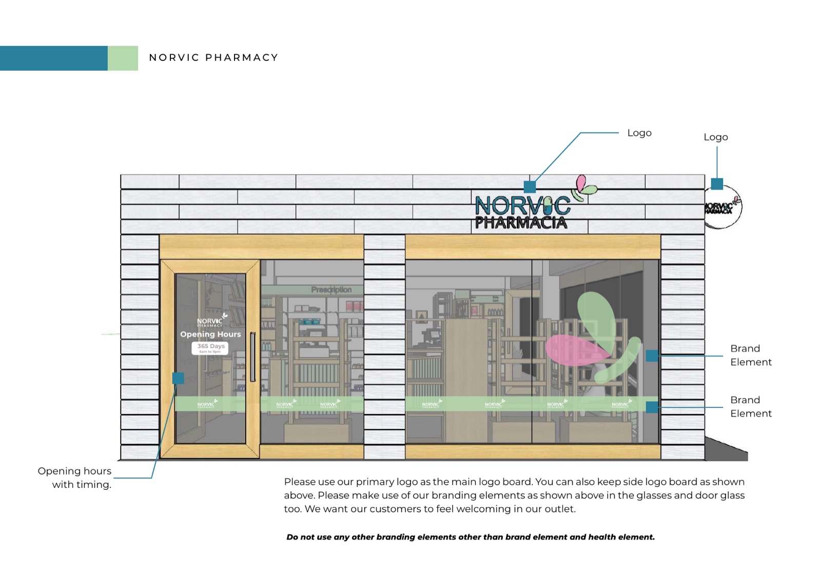 Norvic Pharmacy shopfront and signage design