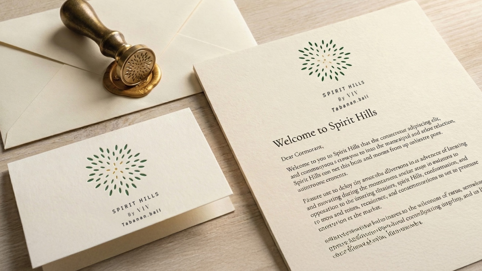 Spirit Hills letterhead and welcome letter sealed with a wax stamp