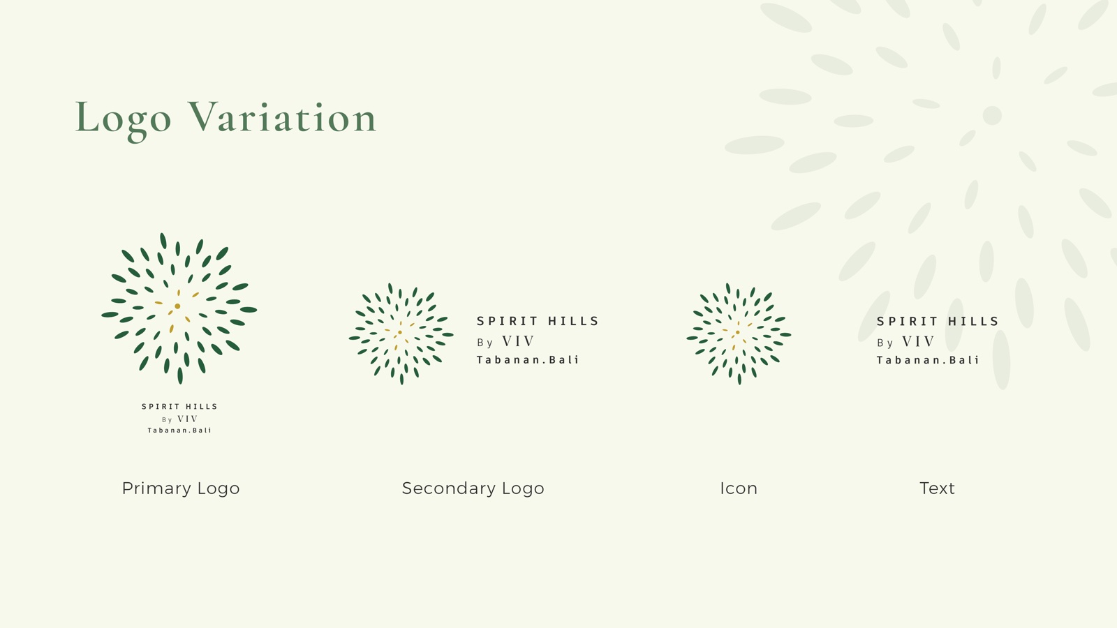 Spirit Hills logo variations, primary, secondary, icon and text lockups